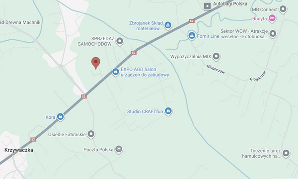 Mapa dojazdu do fabryki